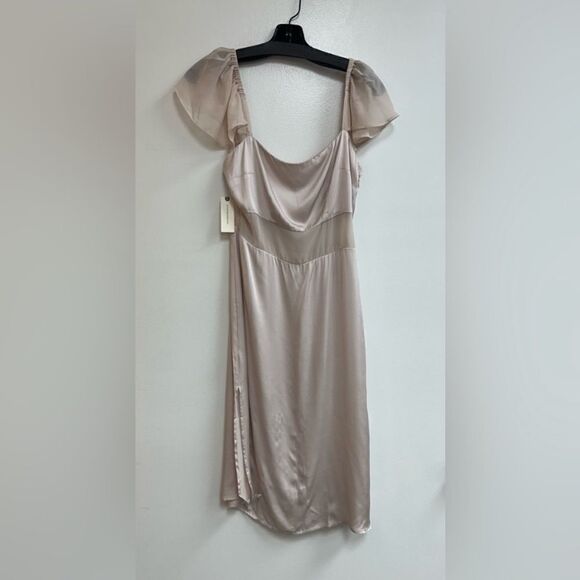 By Anthropologie Flutter-Sleeve Satin Sheath Mini Dress - Picture 6 of 10